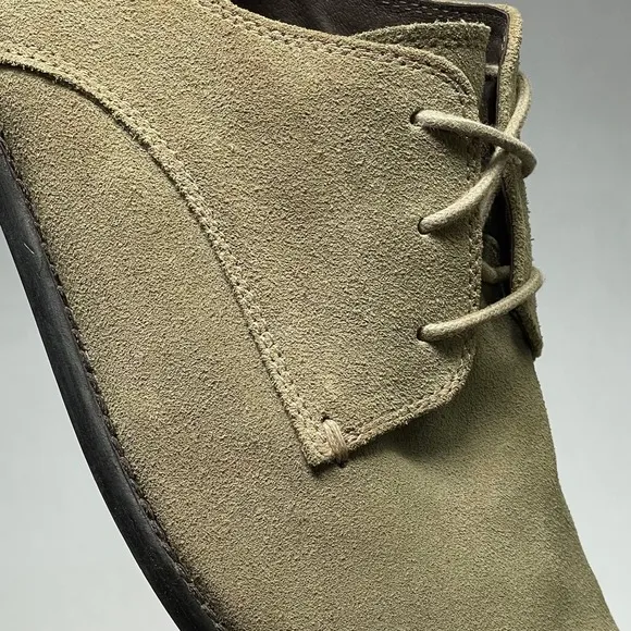 John Varvatos Oxford Shoes Mens 11.5 Taupe Suede Plain Toe Lace Up Dress Shoes