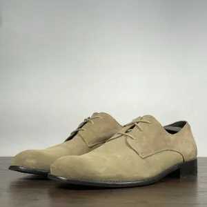 John Varvatos Oxford Shoes Mens 11.5 Taupe Suede Plain Toe Lace Up Dress Shoes