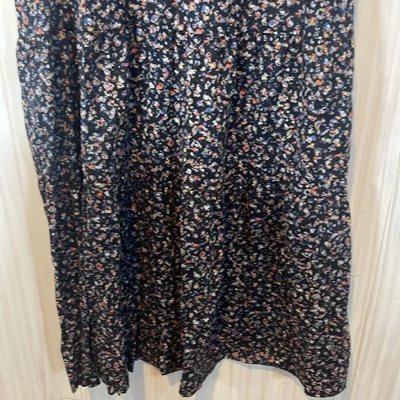 JOHNNY WAS CALME FLORAL TIERED V NECK DRESS LARGE A5