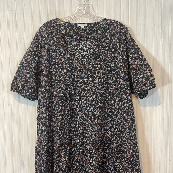 JOHNNY WAS CALME FLORAL TIERED V NECK DRESS LARGE A5