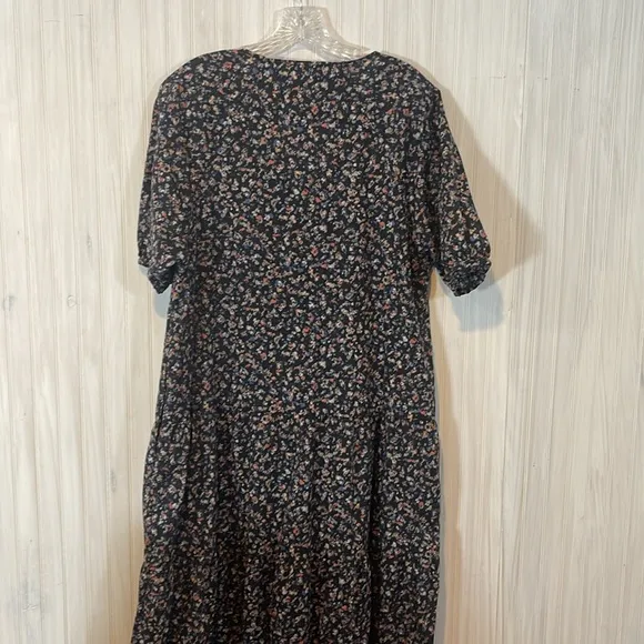 JOHNNY WAS CALME FLORAL TIERED V NECK DRESS LARGE A5