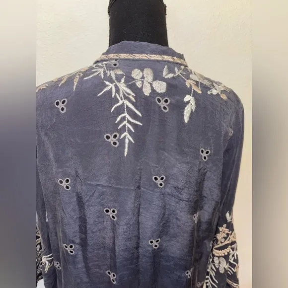 JOHNNY WAS Rare Azzy Size LG Floral Embroidered Long Tunic Dress- oversized fit