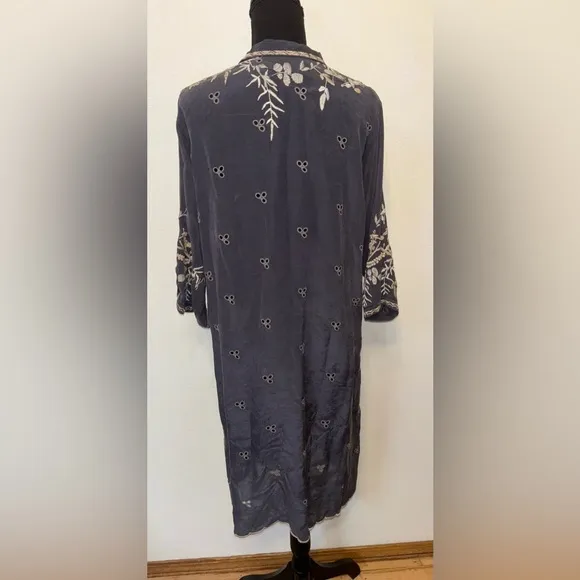 JOHNNY WAS Rare Azzy Size LG Floral Embroidered Long Tunic Dress- oversized fit