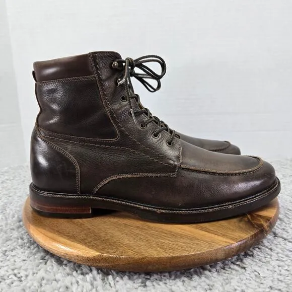 Johnston &amp; Murphy Barrett Brown Leather Moc Toe Lace Up Casual Boots Mens 10.5 M