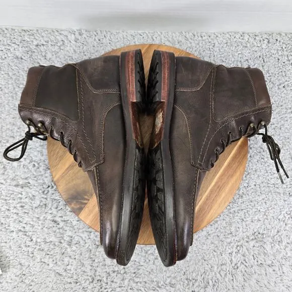 Johnston &amp; Murphy Barrett Brown Leather Moc Toe Lace Up Casual Boots Mens 10.5 M