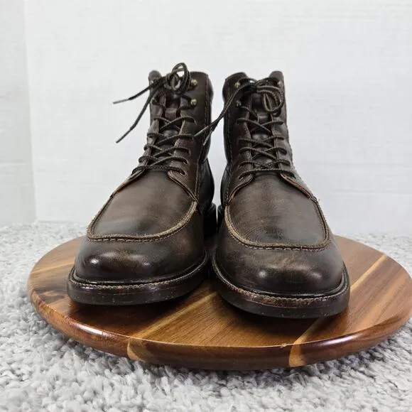 Johnston &amp; Murphy Barrett Brown Leather Moc Toe Lace Up Casual Boots Mens 10.5 M