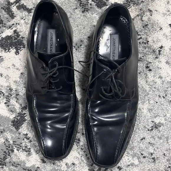 Johnston &amp; Murphy Black‎ Leather Derby Dress Shoes