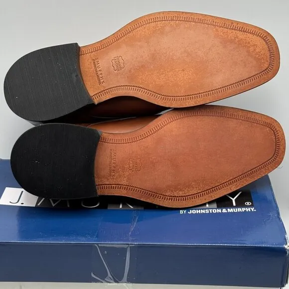 Johnston &amp; Murphy Brown Novic Cap-Toe Leather Oxford Dress Shoes 12 W