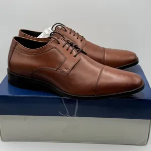 Johnston &amp; Murphy Brown Novic Cap-Toe Leather Oxford Dress Shoes 12 W