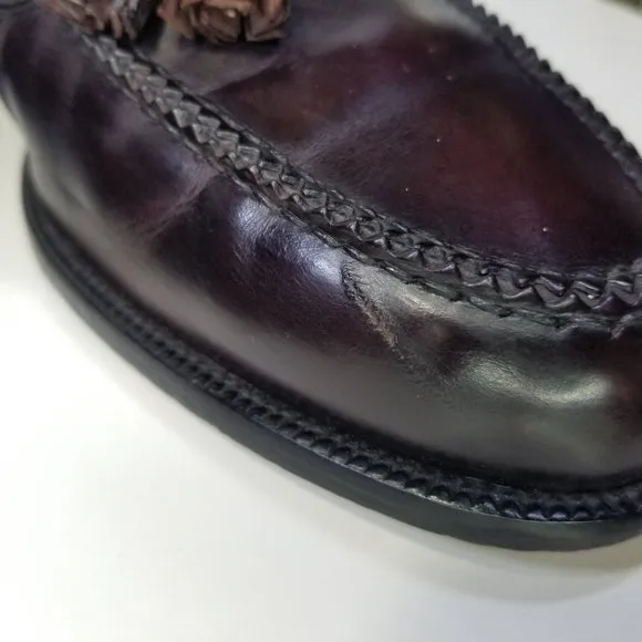 Johnston &amp; Murphy Cellini Italy Tassel Dress Shoes Brown Burgundy size 10.5 M