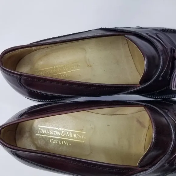 Johnston &amp; Murphy Cellini Italy Tassel Dress Shoes Brown Burgundy size 10.5 M