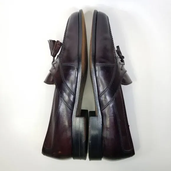 Johnston &amp; Murphy Cellini Italy Tassel Dress Shoes Brown Burgundy size 10.5 M