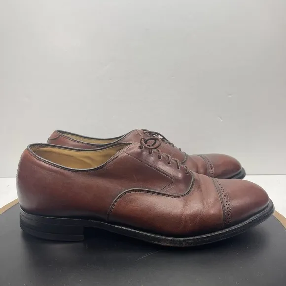 JOHNSTON &amp; MURPHY Flynch Cap Toe Calfskin Dress Shoes Brown Italy Men 11.5
