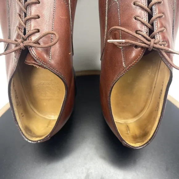JOHNSTON &amp; MURPHY Flynch Cap Toe Calfskin Dress Shoes Brown Italy Men 11.5