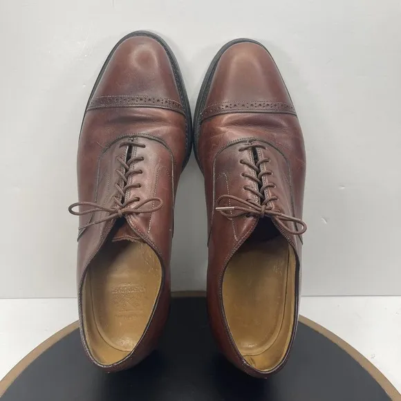 JOHNSTON &amp; MURPHY Flynch Cap Toe Calfskin Dress Shoes Brown Italy Men 11.5