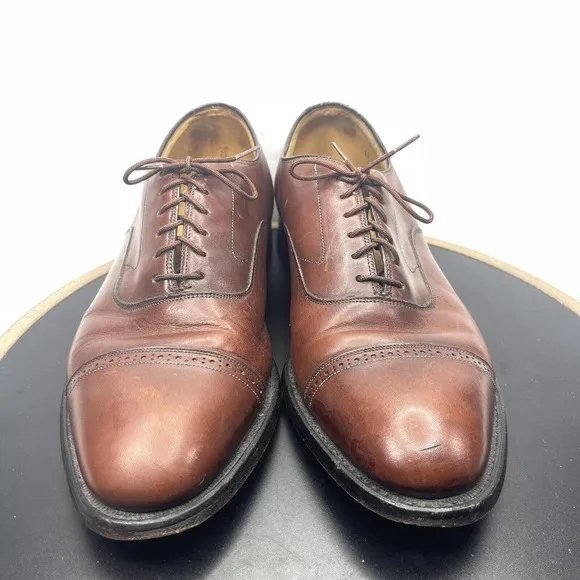 JOHNSTON &amp; MURPHY Flynch Cap Toe Calfskin Dress Shoes Brown Italy Men 11.5