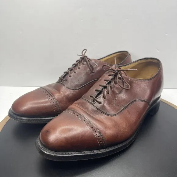 JOHNSTON &amp; MURPHY Flynch Cap Toe Calfskin Dress Shoes Brown Italy Men 11.5