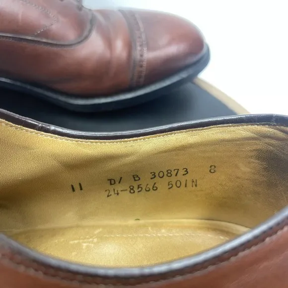 JOHNSTON &amp; MURPHY Flynch Cap Toe Calfskin Dress Shoes Brown Italy Men 11.5