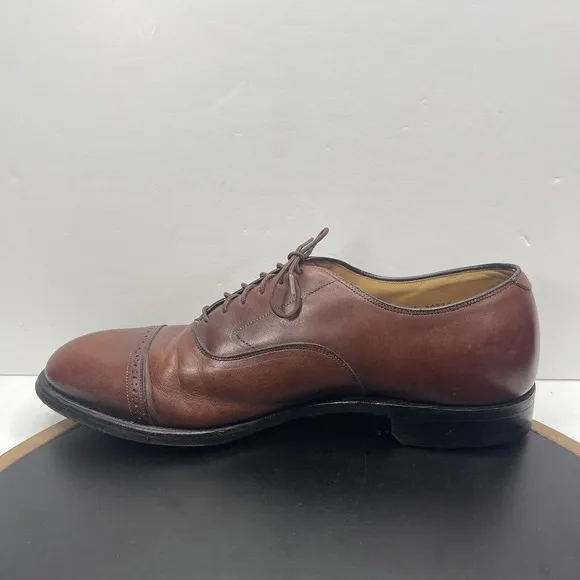 JOHNSTON &amp; MURPHY Flynch Cap Toe Calfskin Dress Shoes Brown Italy Men 11.5