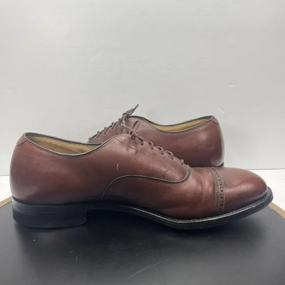 JOHNSTON &amp; MURPHY Flynch Cap Toe Calfskin Dress Shoes Brown Italy Men 11.5