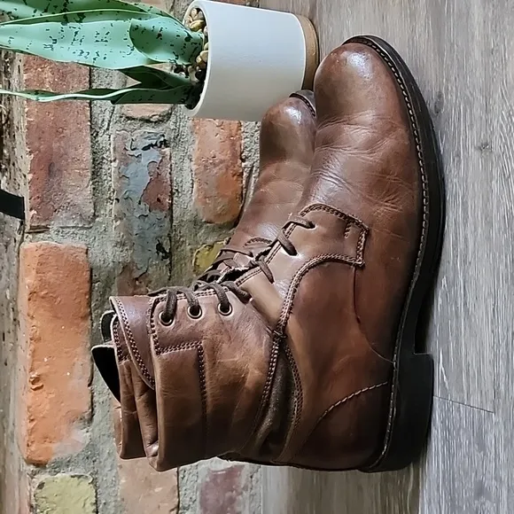 Johnston &amp; Murphy Mens 1850 Brown Leather Boots Made in Italy Mens Sz 10 20-8810