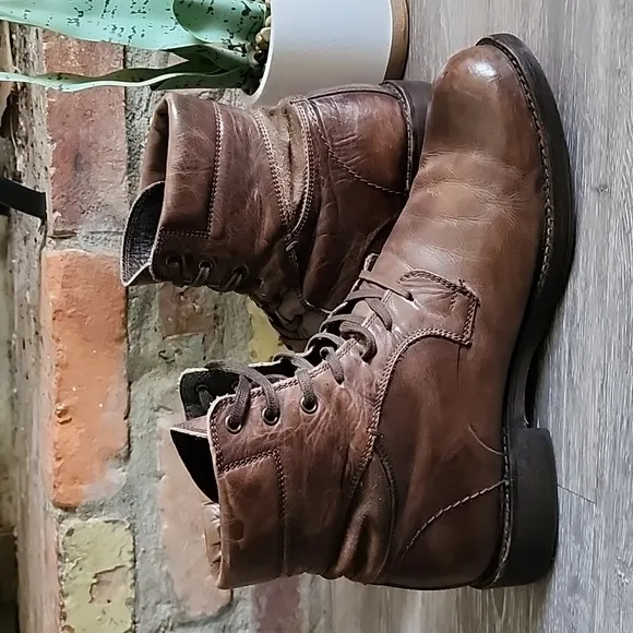 Johnston &amp; Murphy Mens 1850 Brown Leather Boots Made in Italy Mens Sz 10 20-8810