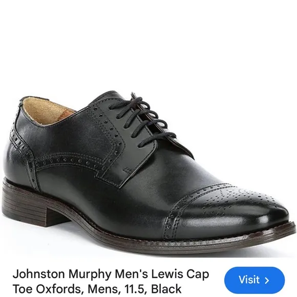 Johnston &amp; Murphy men’s black cap toe lace up dress shoes size 11 M