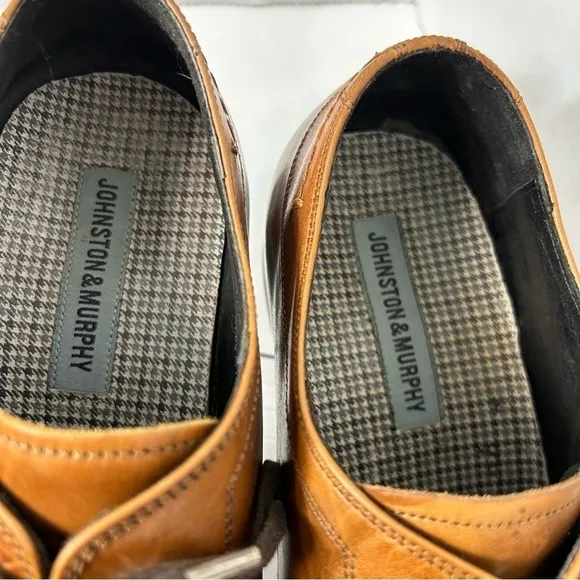 Johnston &amp; Murphy Men’s Brown Brogue Oxford Dress Shoes Sz 11M Business Office