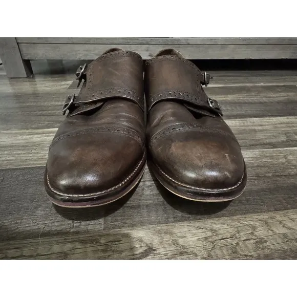 Johnston &amp; Murphy Mens Size 11M H18 Brown Leather Double Monk Strap Dress Shoes