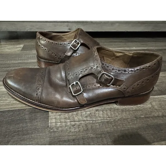 Johnston &amp; Murphy Mens Size 11M H18 Brown Leather Double Monk Strap Dress Shoes