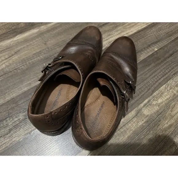Johnston &amp; Murphy Mens Size 11M H18 Brown Leather Double Monk Strap Dress Shoes