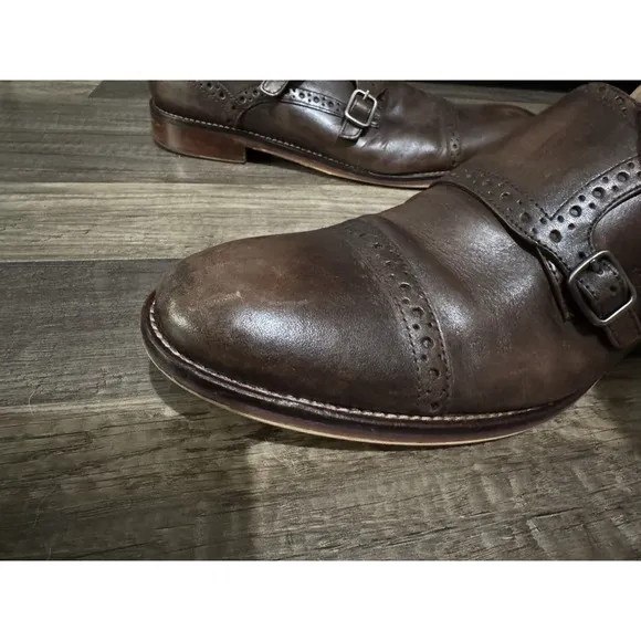Johnston &amp; Murphy Mens Size 11M H18 Brown Leather Double Monk Strap Dress Shoes