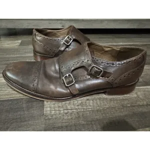 Johnston &amp; Murphy Mens Size 11M H18 Brown Leather Double Monk Strap Dress Shoes