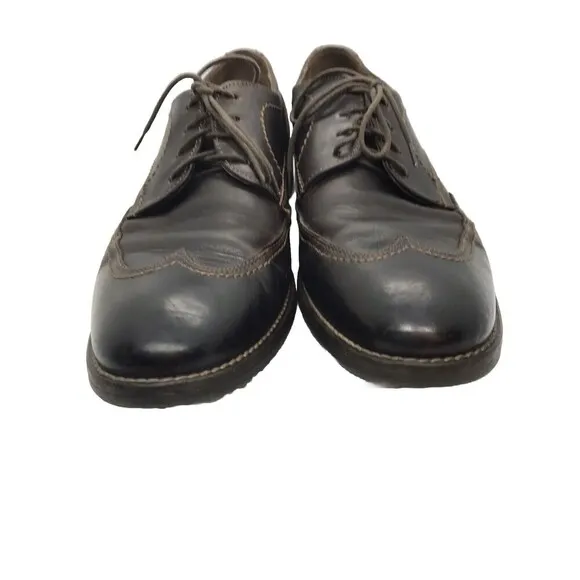 Johnston &amp; Murphy Mens Sz 9.5 Leather Shoes Wingtip Dress Chocolate Brown Office