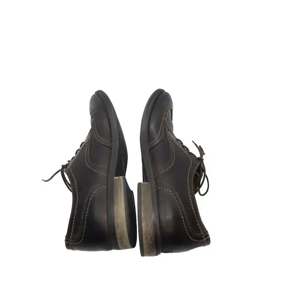 Johnston &amp; Murphy Mens Sz 9.5 Leather Shoes Wingtip Dress Chocolate Brown Office