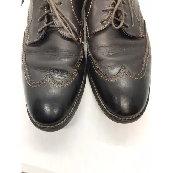 Johnston &amp; Murphy Mens Sz 9.5 Leather Shoes Wingtip Dress Chocolate Brown Office