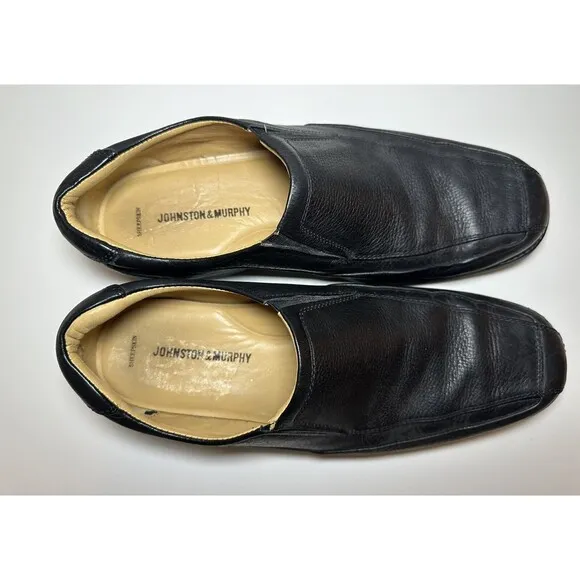 Johnston &amp; Murphy Sheepskin Slip On Leather Black Shoes 20-7615 Men's 10M