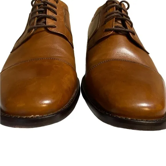 𝅺JOHNSTON &amp; Murphy Shoes Novick Brown Cap Toe Lace Up Dress Shoe Size 11W