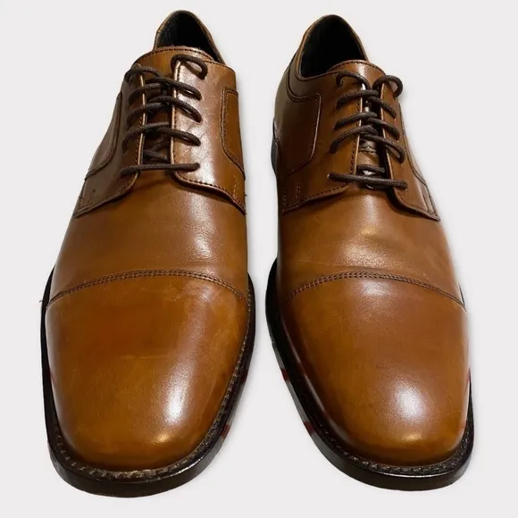𝅺JOHNSTON &amp; Murphy Shoes Novick Brown Cap Toe Lace Up Dress Shoe Size 11W