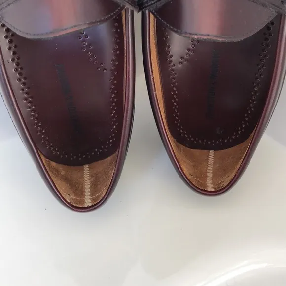 Johnston &amp; Murphy Ski Moc Mens Penny Loafers Burgundy Cordovan 8E 8 Wide…