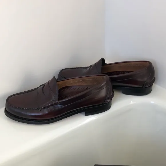 Johnston &amp; Murphy Ski Moc Mens Penny Loafers Burgundy Cordovan 8E 8 Wide…