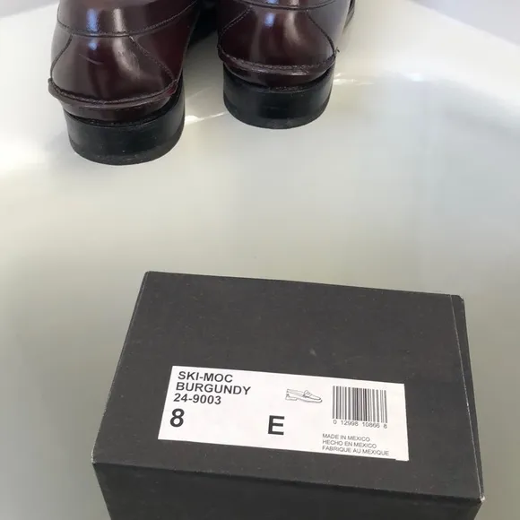 Johnston &amp; Murphy Ski Moc Mens Penny Loafers Burgundy Cordovan 8E 8 Wide…