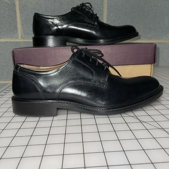 Johnston &amp; Murphy Tabor Black Calfskin Dress Plain Toe Oxford Shoes 11 M‎ EUC