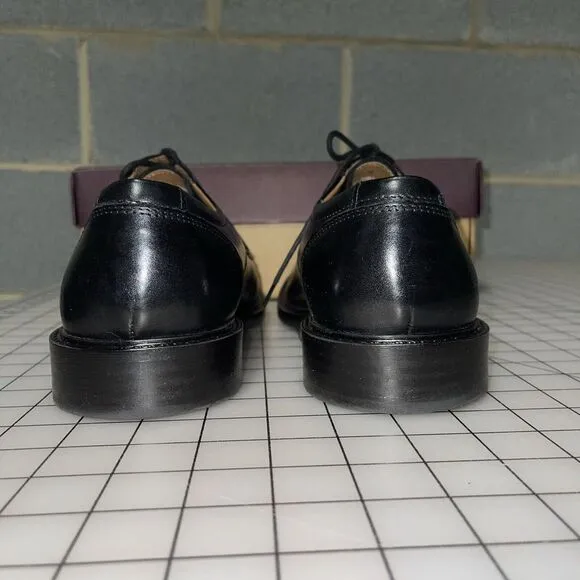 Johnston &amp; Murphy Tabor Black Calfskin Dress Plain Toe Oxford Shoes 11 M‎ EUC