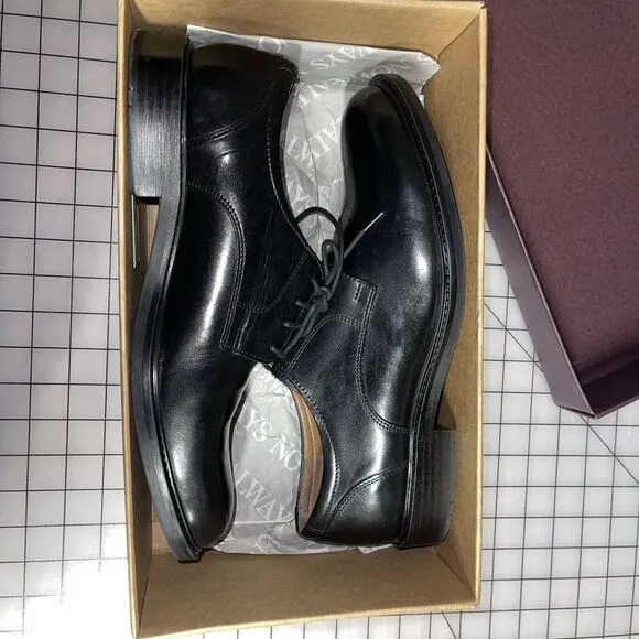 Johnston &amp; Murphy Tabor Black Calfskin Dress Plain Toe Oxford Shoes 11 M‎ EUC