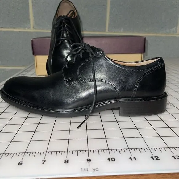 Johnston &amp; Murphy Tabor Black Calfskin Dress Plain Toe Oxford Shoes 11 M‎ EUC