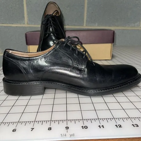 Johnston &amp; Murphy Tabor Black Calfskin Dress Plain Toe Oxford Shoes 11 M‎ EUC
