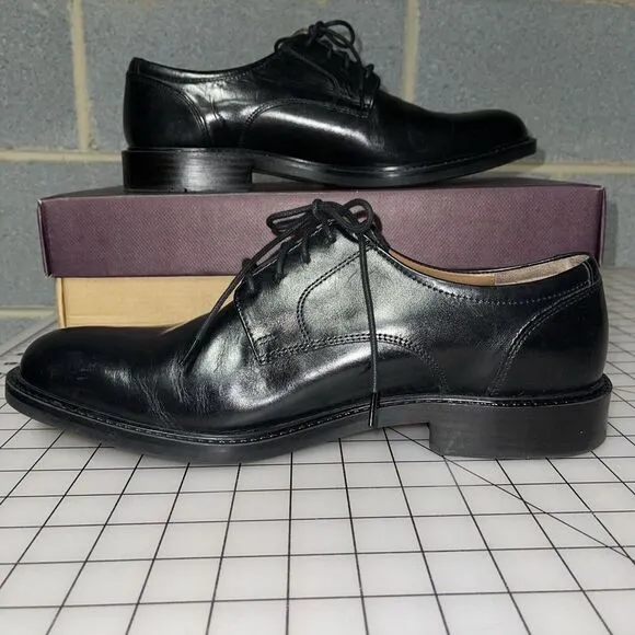 Johnston &amp; Murphy Tabor Black Calfskin Dress Plain Toe Oxford Shoes 11 M‎ EUC
