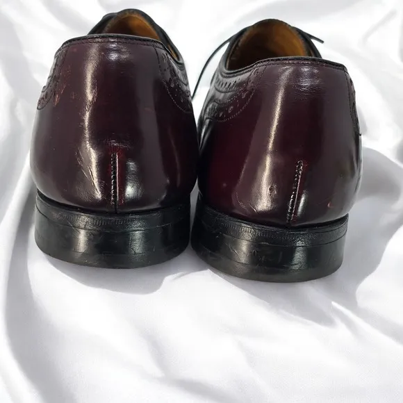 Johnston &amp; Murphy Wingtip Oxford Dress Shoes Leather Burgundy Men 10.5 D 24-8559