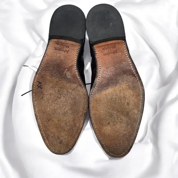 Johnston &amp; Murphy Wingtip Oxford Dress Shoes Leather Burgundy Men 10.5 D 24-8559